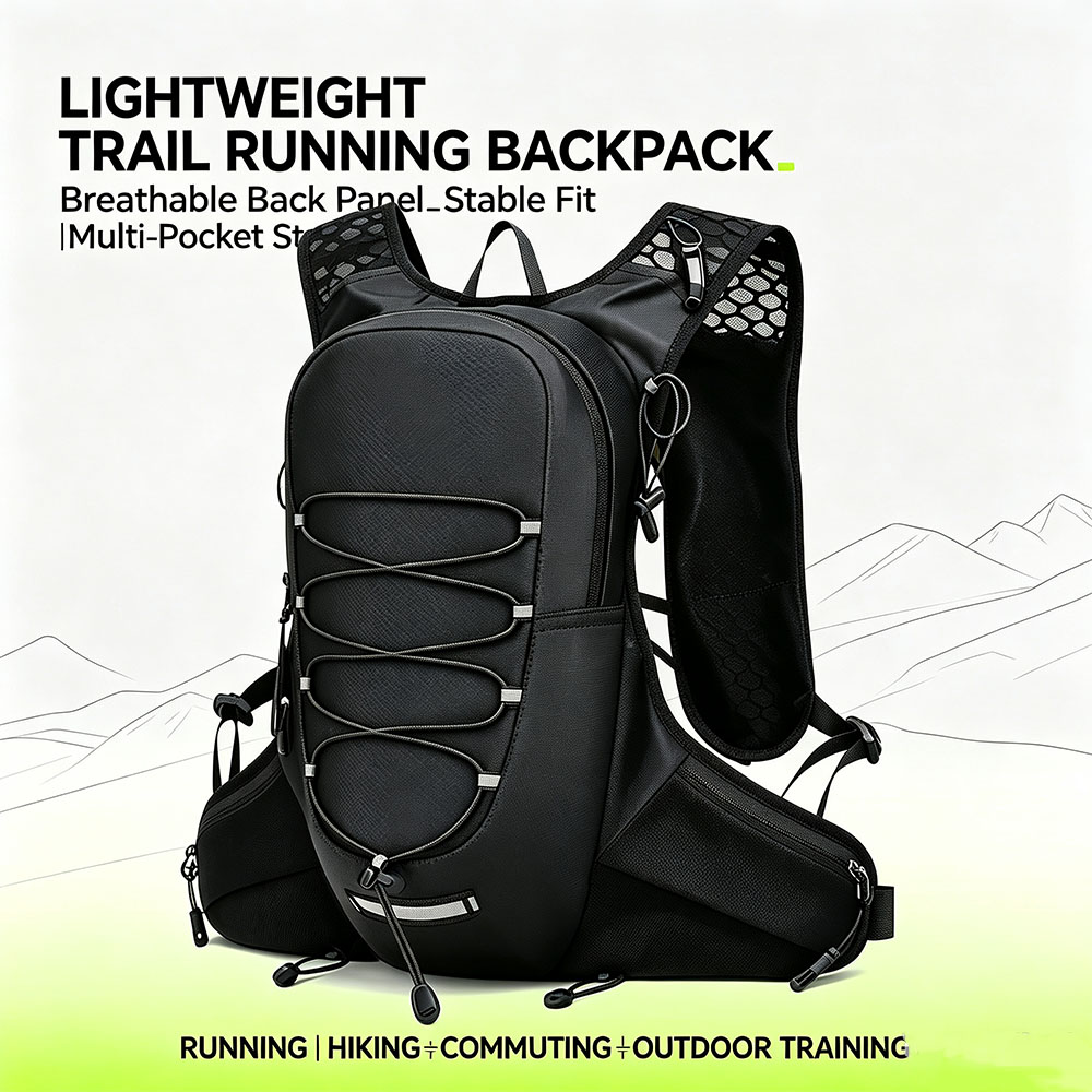 Reflective Cycling Vest - ハイドレーションランニングバックパック 軽量 防水 ハイキングベストパック 反射ストリップ 多ポケット