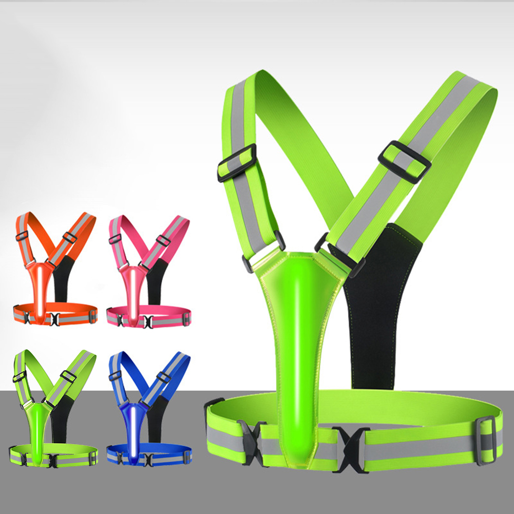 Reflective Cycling Vest - USB,充電式,反射性,高視認性,夜間のランニング,子供と大人のための乗馬服を備えたLEDランニングベスト