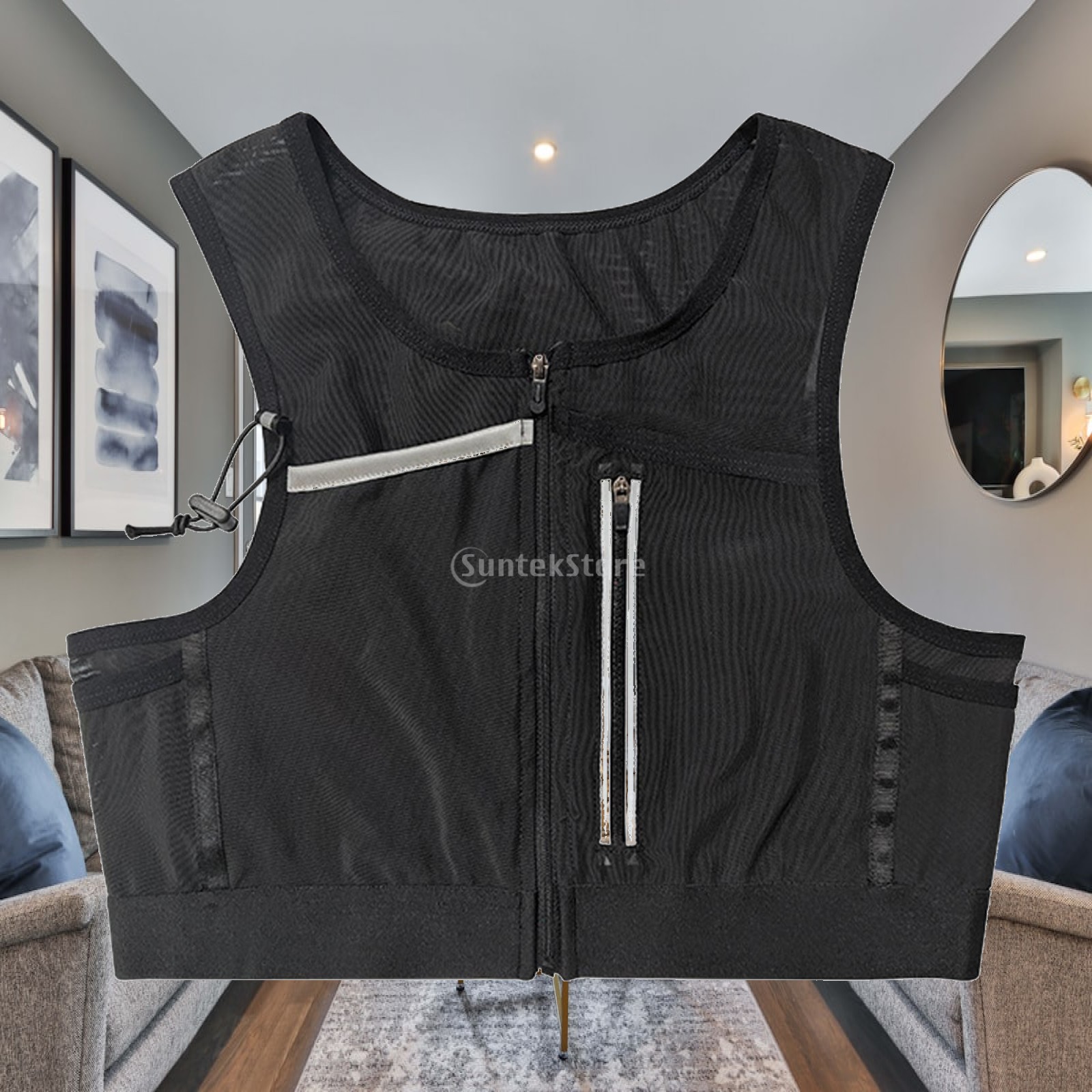 Reflective Cycling Vest - ランニングベストバッグ チェストパック 反射材付きスポーツバッグ サイクリング ナイトウォーキング用