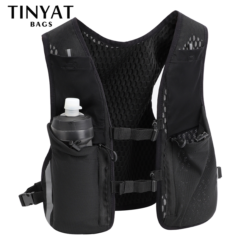 Reflective Cycling Vest - TINYAT 反射多機能ベストバッグ男性女性スポーツチェストバッグヒップホップストリート布バッグハイキングサイクリングアクセサリー