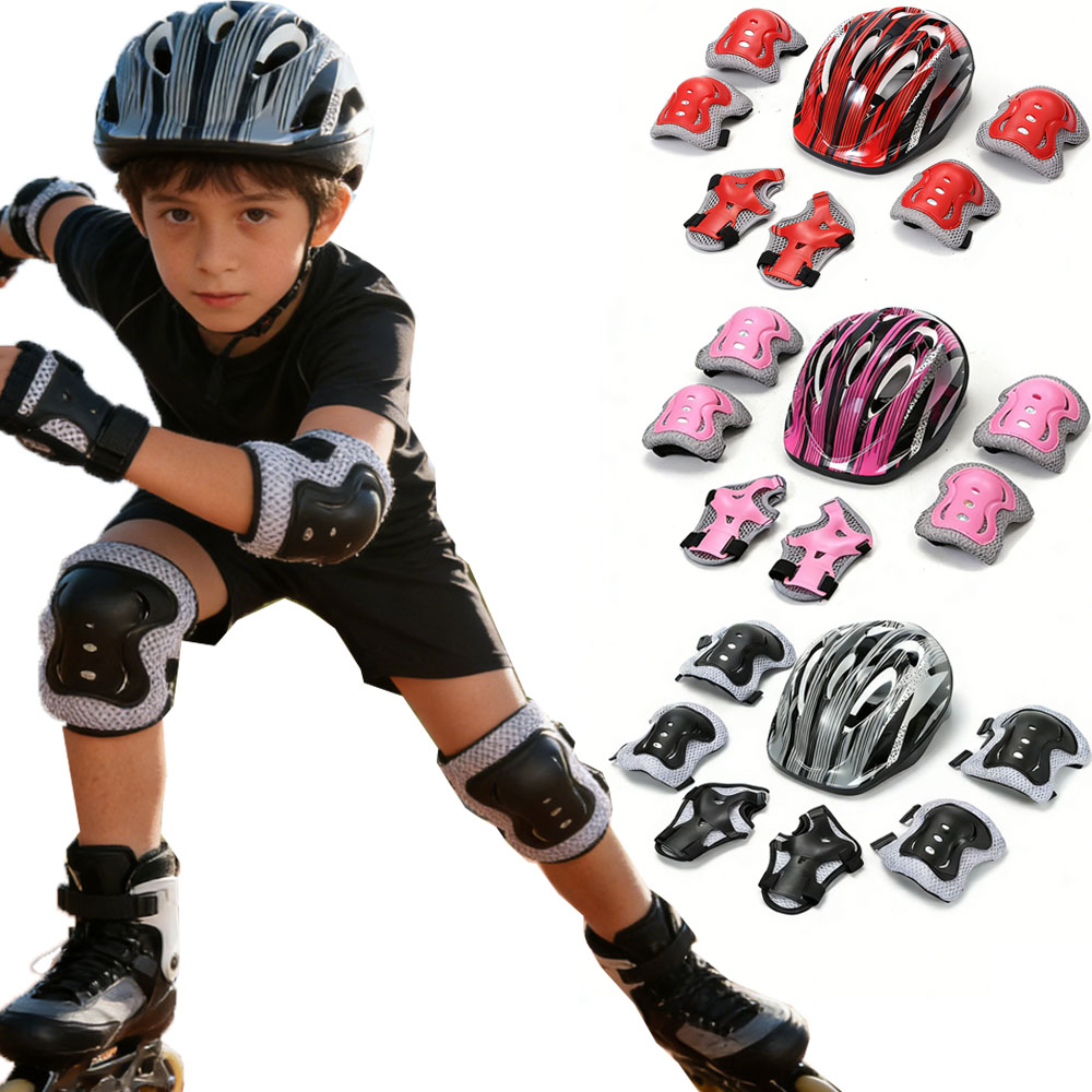 Cycling Safety Gear For Kids - 自転車スポーツ保護具セット 調整可能な子供用安全スケートヘルメットパッドセット 48-55cm スケートボード/バイク/スケート/サイクリング用