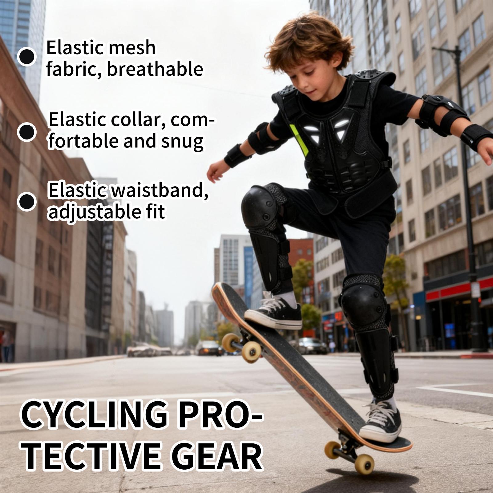 ユースモトクロスギア チェストプロテクター 肘と膝パッド付き - Cycling Gear Jacket のレビューと価格