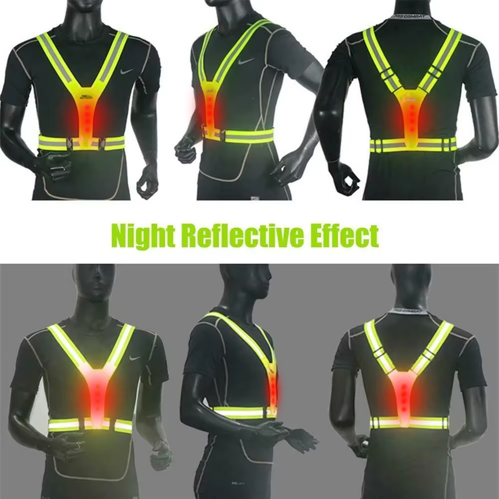 LED ランニングベスト反射発光リフレクターストラップ高サイ - Reflective Cycling Vest のレビューと価格