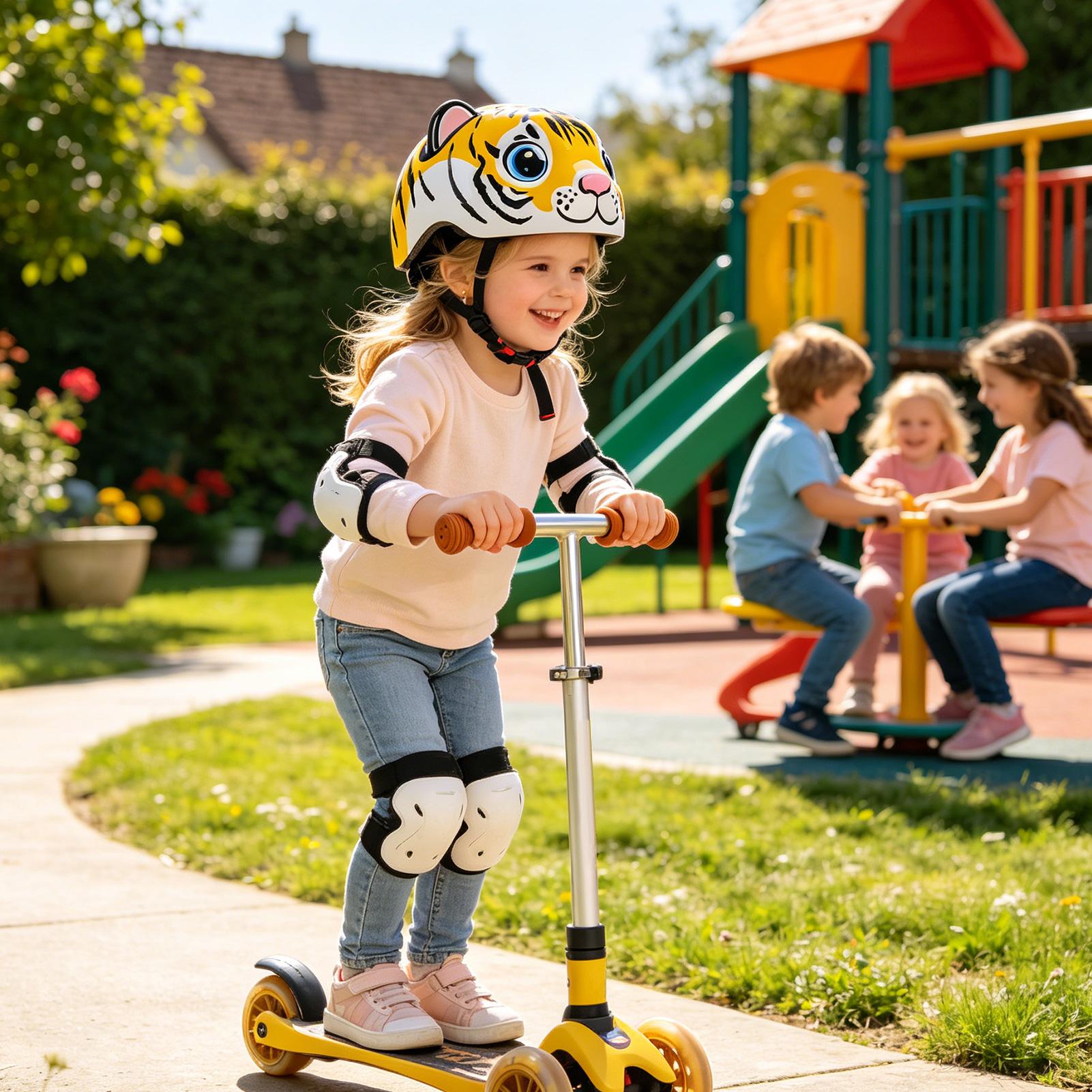 キッズヘルメット タイガーパターン 調節可能な安全装備 男の - Cycling Safety Gear For Kids のレビューと価格