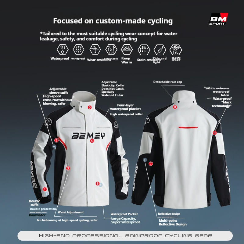 男性用バイク用レインコート、テイクアウトライダー、大人用電動 - Cycling Gear Men のレビューと価格